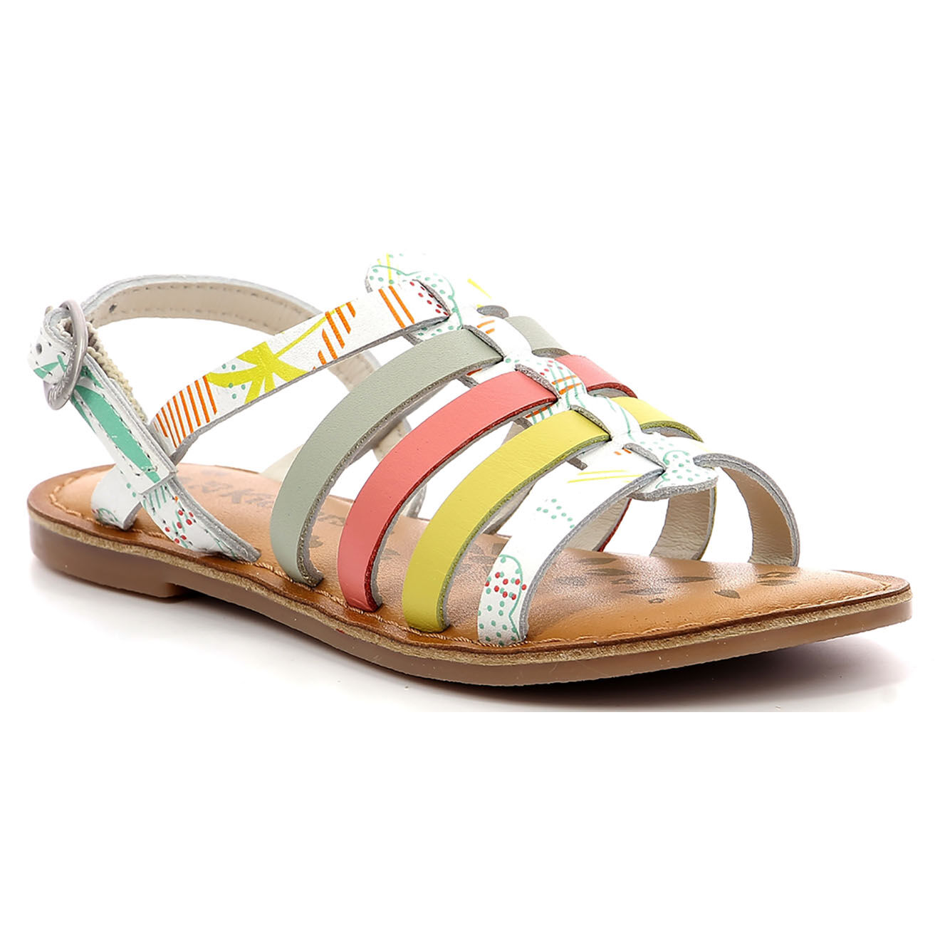 Kickers Sandales en Cuir Dixon blanc/sunshine
