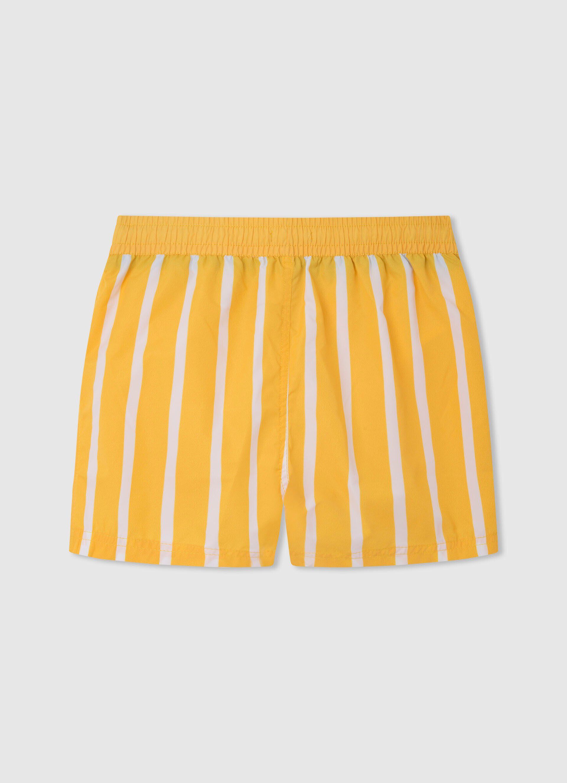 Maiô Bermuda com estampa listrada - amarelo vibrante