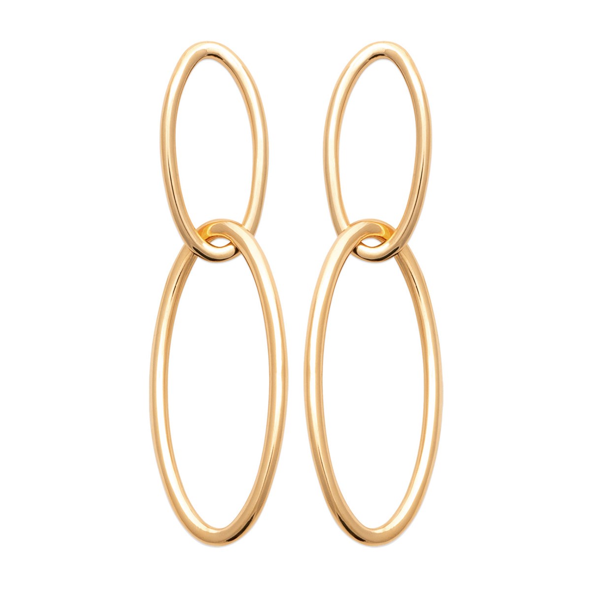 Boucles d'oreilles Brillaxis double ovale plaqué or