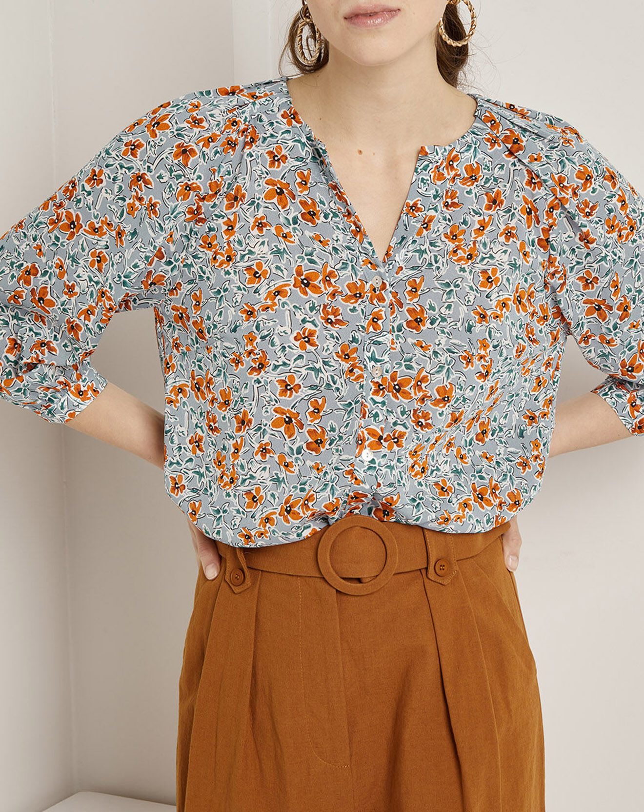 See u Soon Chemise Anais imprimée bleu/orange