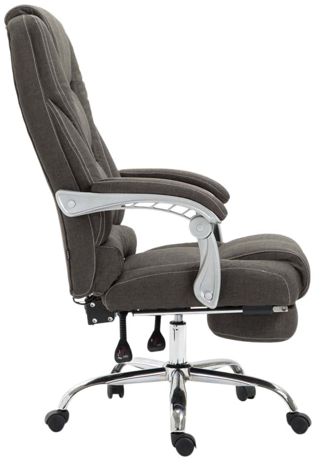 CLP Bürostuhl Pacific mit Stoffbezug | Schreibtischstuhl mit Laufrollen | Relaxsessel mit ausziehbarer Fußstütze | Max. Belastbarkeit 150 kg