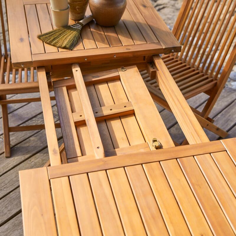 Table d'extérieur extensible en bois d'acacia 4-6 pers Capri H 75 x L 120 x P 70 cm