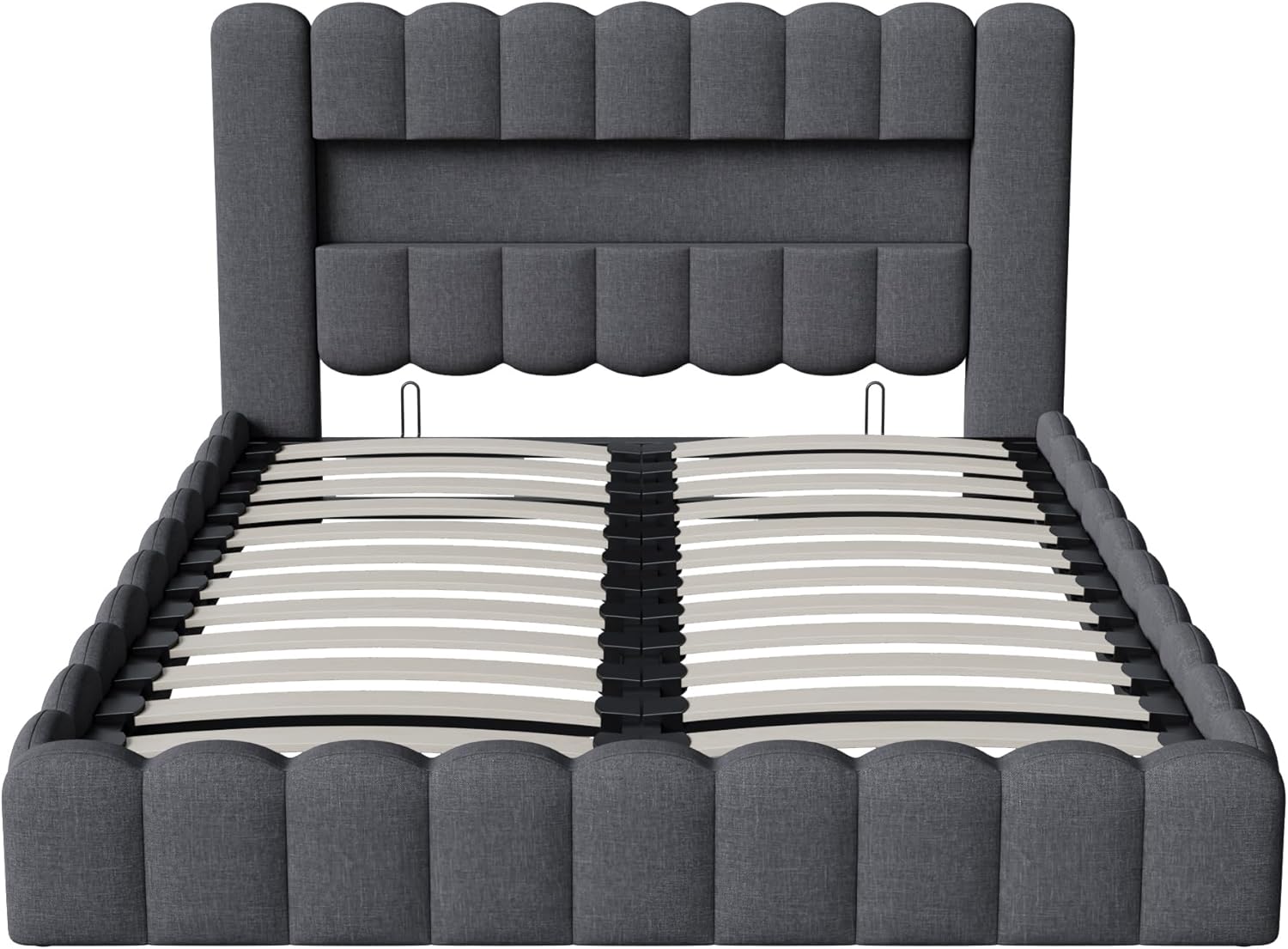 Bubble Bett 180x200 Mit Bettkasten, Polsterbett Doppelbett Mit Hydraulisch Stauraum, Stauraumbett Mit LED Und USB Ladefunktion, Jugendbett Bettgestell Mit Lattenrost, Leinen, Ohne Matratze, Grau