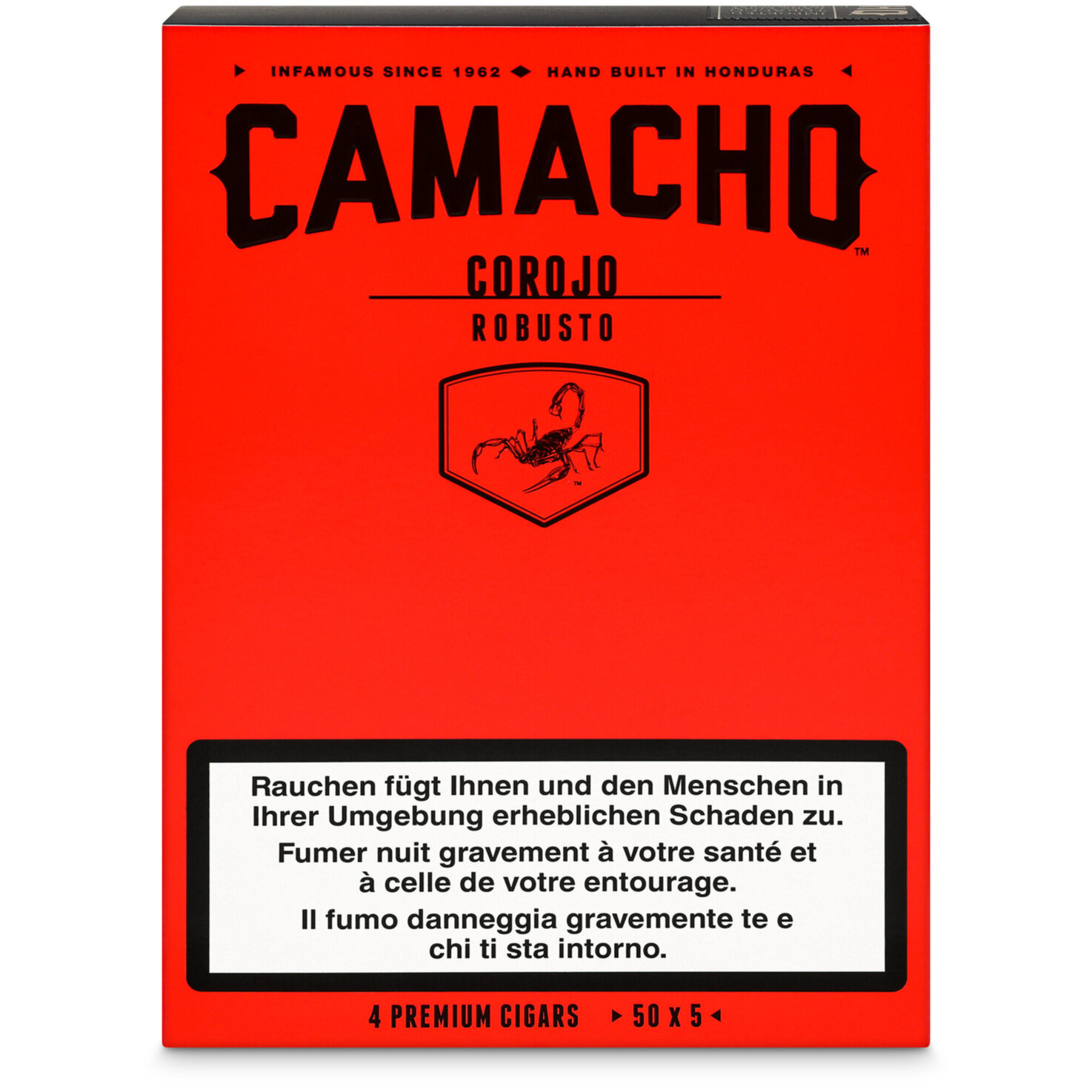 Camacho Corojo Robusto Cello Zigarren 4 Stück