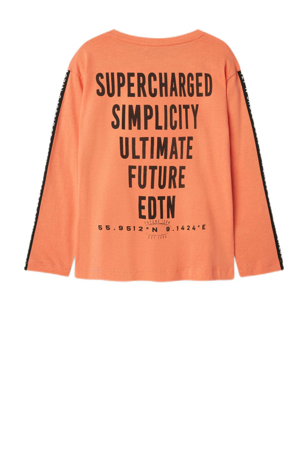 NAME IT longsleeve NKMNONO met backprint koraaloranje/zwart