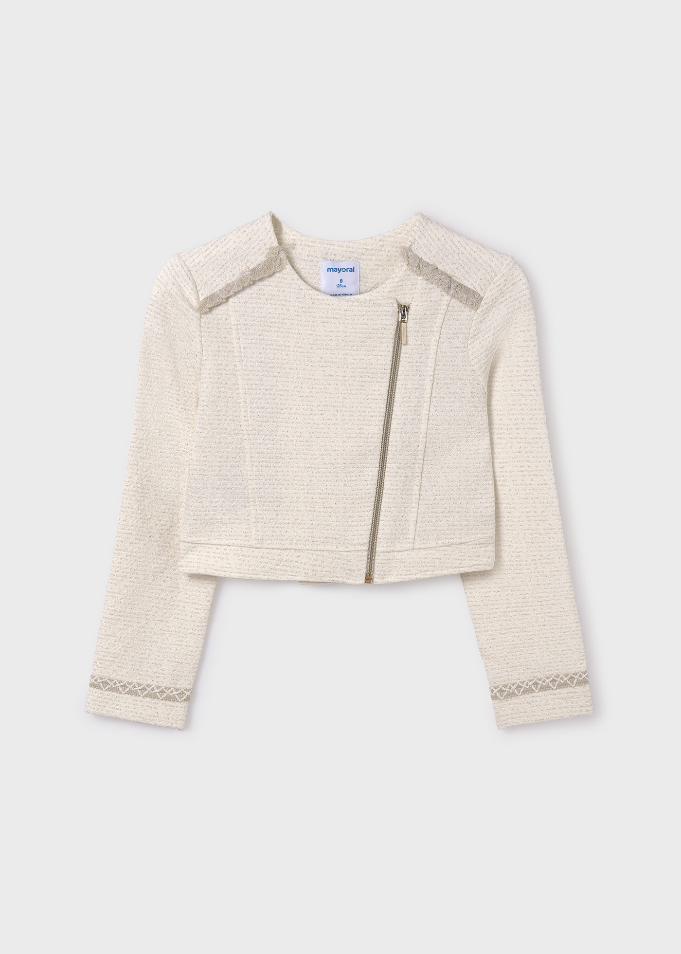Jaqueta feminina de tweed, cru