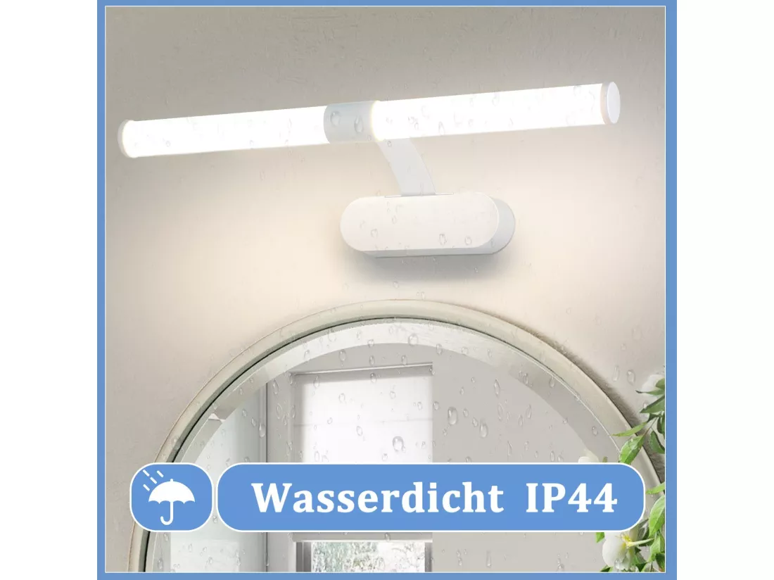 NETTLIFE Lampe de miroir LED 40CM 6W Etanche IP44 Moderne Blanc Neutre 4000K Blanc