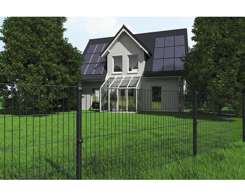 Enkeldraads hekwerkset, L 2000 cm H 100 cm, bestaande uit 10 panelen en 11 palen, antraciet