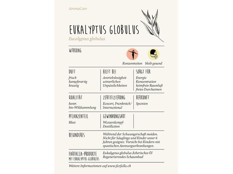 Farfalla Ätherisches Öl Eukalyptus globulus bio Wildsammlun Aromaöl mit erfrischendem, luftreinigendem Duft