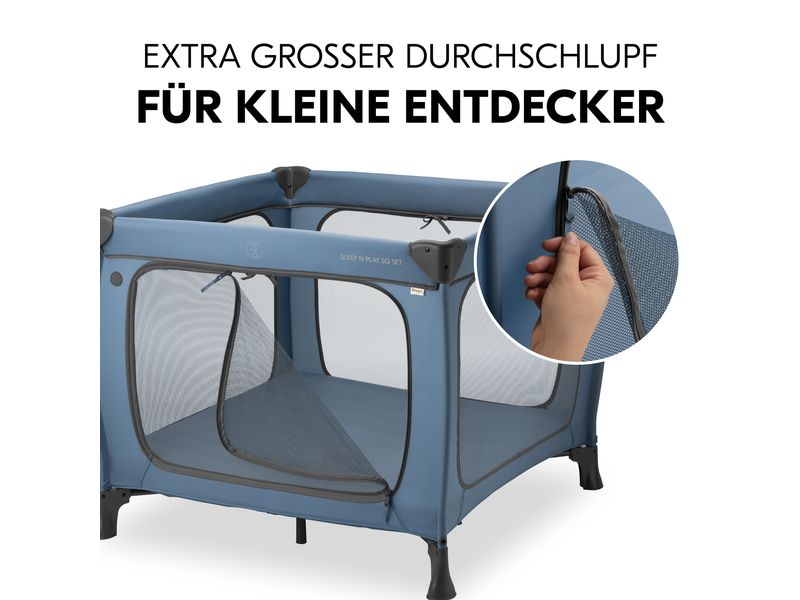 Hauck Reisebett Sleep N Play Dark Blue Laufgitter-Set: Bett mit vollwertiger Matratze