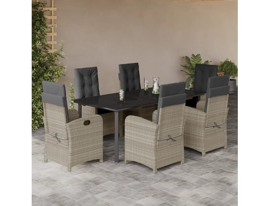 LES TENDANCES - Ensemble table et chaises de jardin-noir-6 places-438120