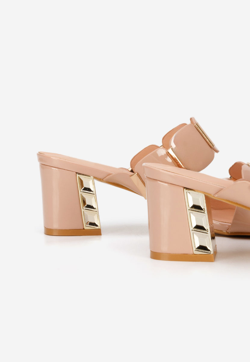 Mules à talon épais beige Raniela
