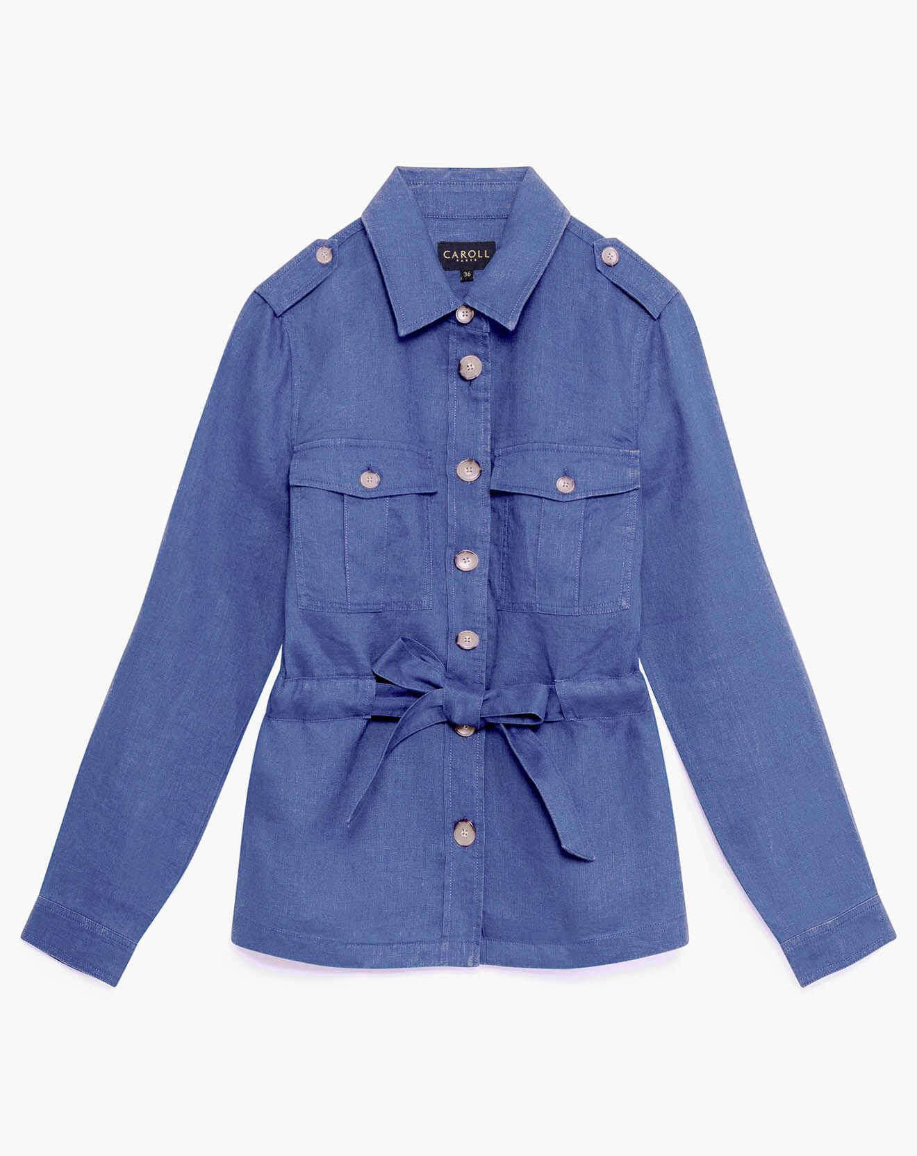 Caroll Veste Saharienne 100% Lin Max indigo