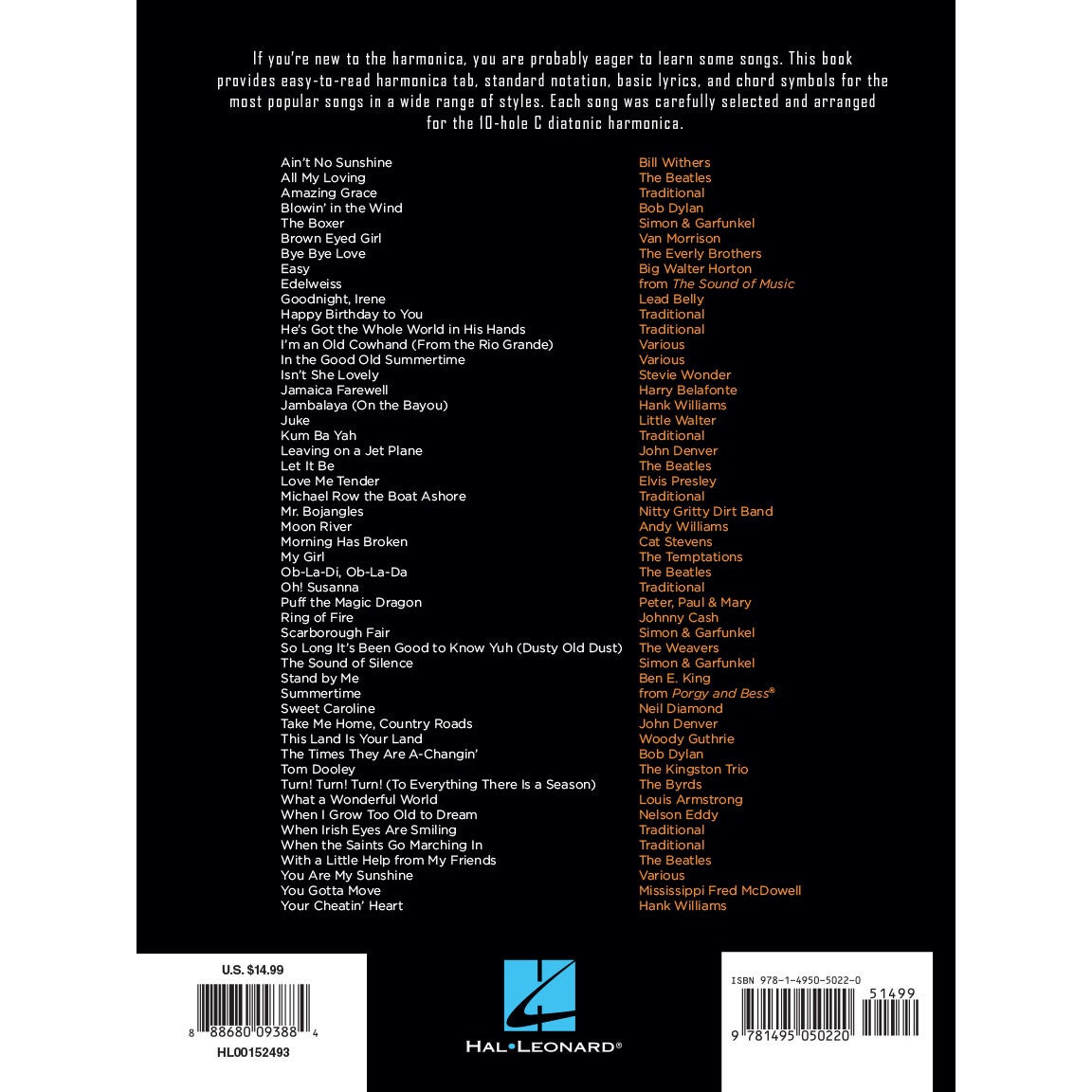 Hal Leonard First 50 Songs You Should Play on Harmonica songboek voor mondharmonica