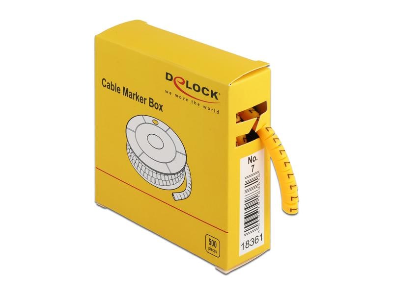 Delock Kabelkennzeichnung Nr. 7, gelb, 500 Stück Delock Kabelmarker Box, Nr: 7, gelb, 500 Stück