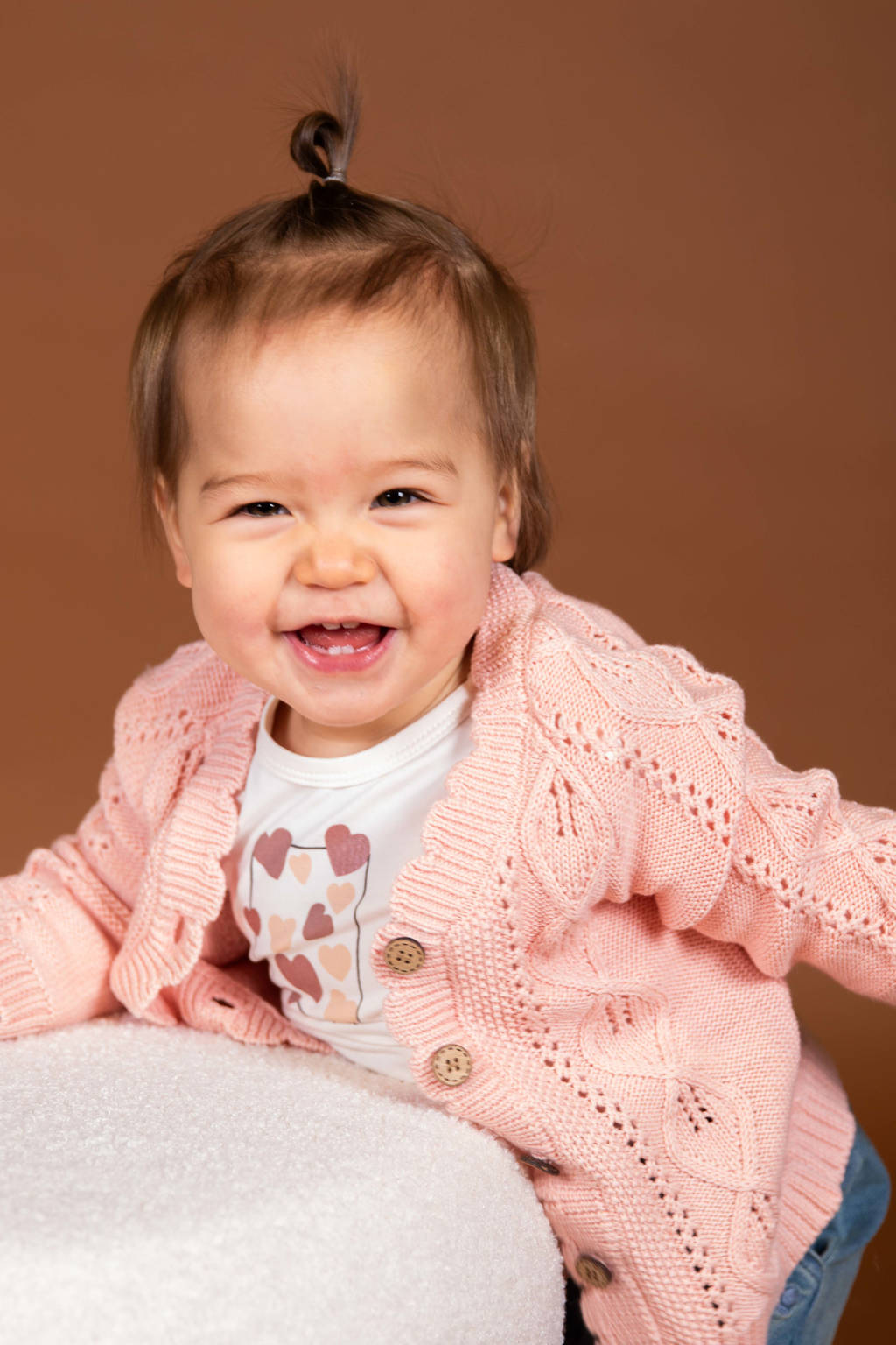 BESS baby longsleeve met printopdruk en ruches wit
