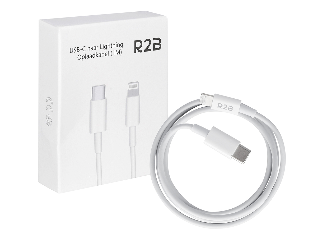 R2B 1 Meter Witte USB-C naar Lightning Kabel