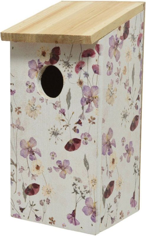 Nestkast - Bloemenprint - Hout - 12 x 13,5 x 26 cm