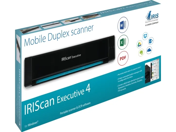 IRIS IRIScan Executive 4 - Scanner med papirfødning - Dual CIS - Duplex - 216 x 813 mm - 600 dpi x 600 dpi - op til 100 scanninger pr. dag - USB 2.0