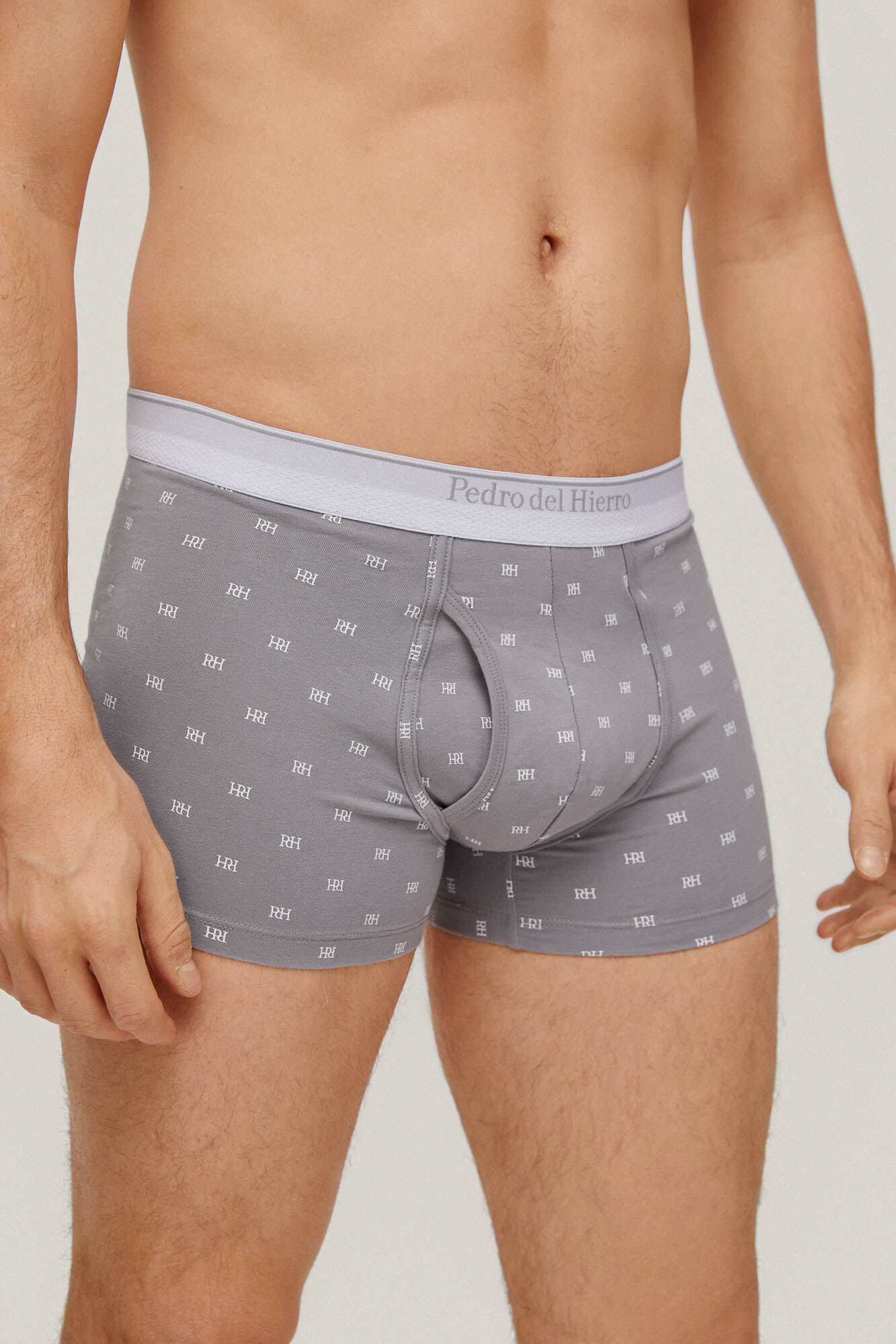 Cueca boxer com estampa de logo - Cinza