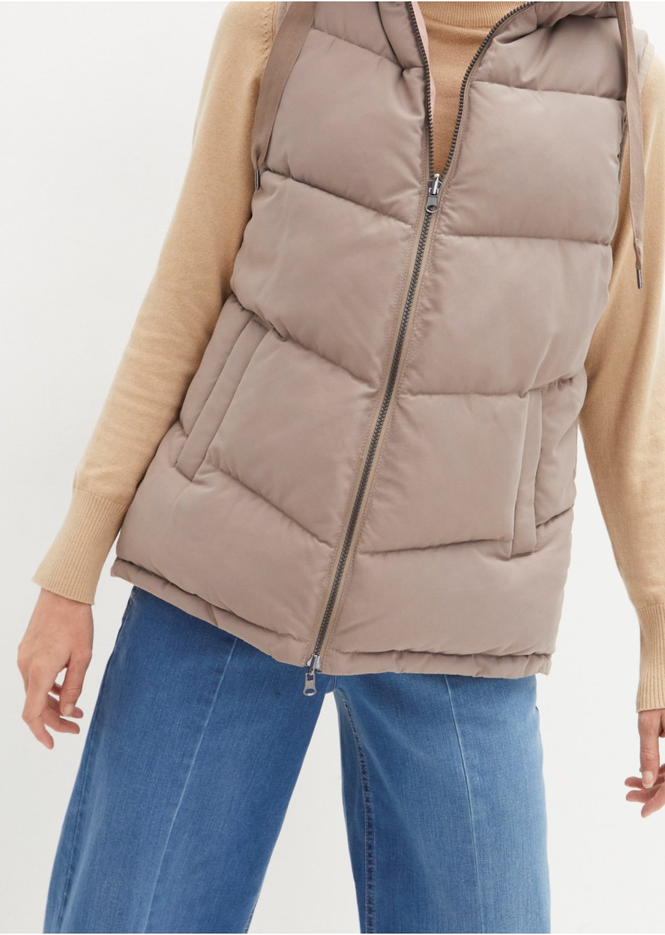 Veste sans manches matelassée réversible avec capuche en polyester recyclé