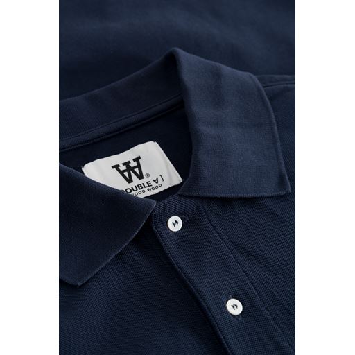 Wood Wood Seb Pique Polo T-shirt, Navy, M