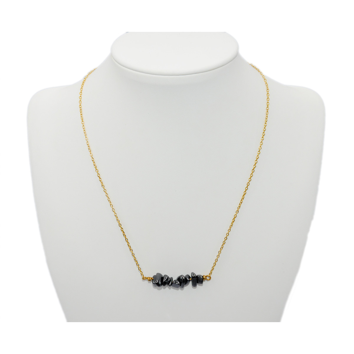 Collier de Perles chips semi-précieuse d'hématite-doré à l'or fin