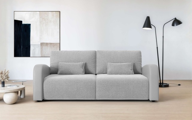 GOODproduct 3-Sitzer »JIGGS wahlweise Schlafsofa mit Bettkasten, Masse B/H/T: 228/96/110 cm« Sofa mit Wellenunterfederung, enthält 2 Rückenkissen und 2 Zierkissen