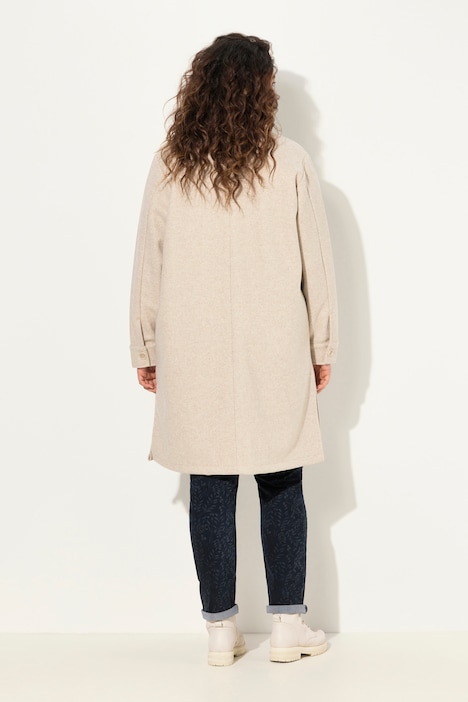 Long-Hemdjacke, Hemdkragen, Brusttaschen, Langarm