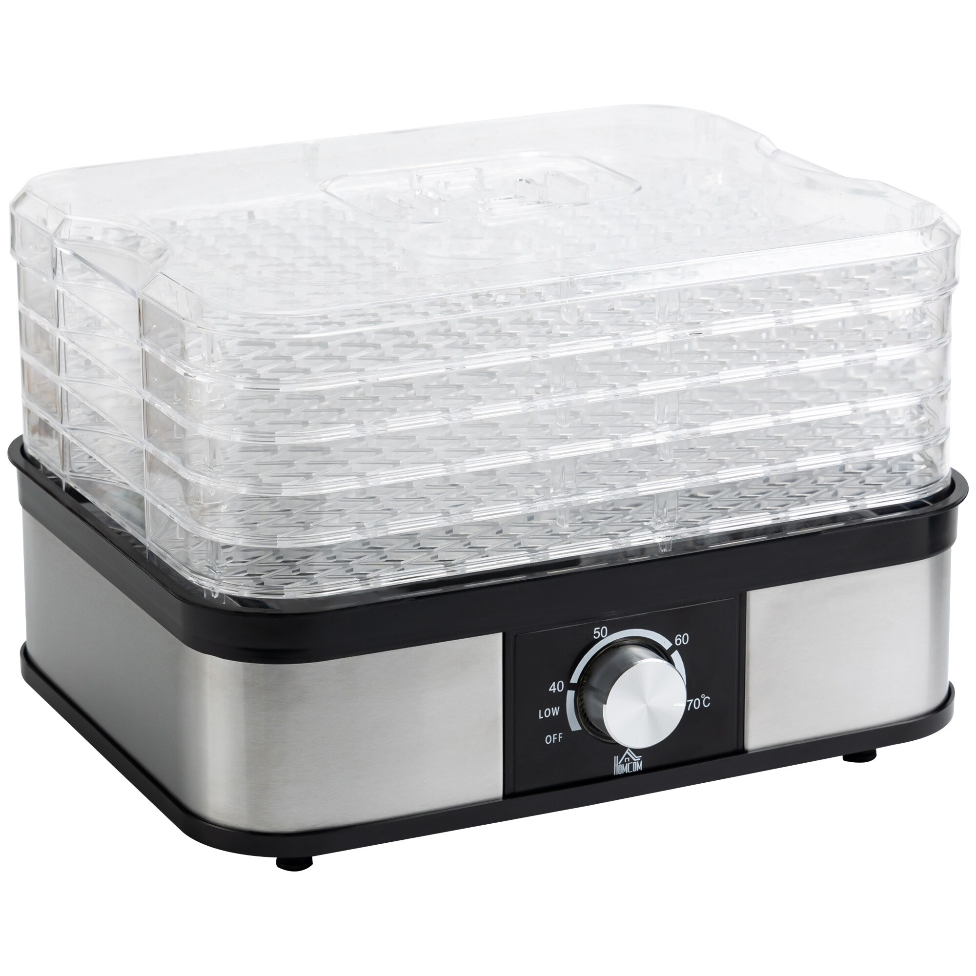 HOMCOM Dörrgerät mit Temperaturregler silber 32L x 25B x 29H cm