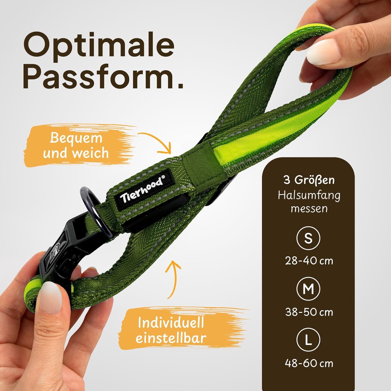Tierhood Leuchtehalsband LED Halsband grün M
