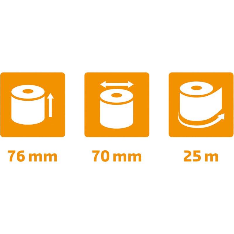 Bobines Caisses Exacompta 40358E - l 76 mm x L 25 m, Ø 70 mm - 2 pli(s) - paquet de 10