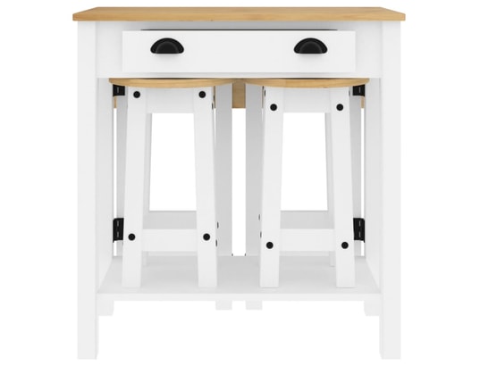 VIDAXL - Ensemble table et chaises Ensemble de bar 3 pcs blanc bois de pin massif