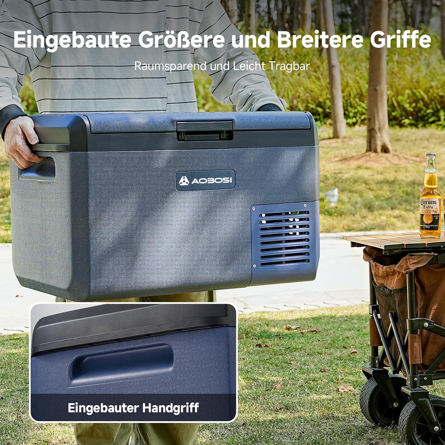 AAOBOSI Kompressor Kühlbox 40L, Elektrisch Kühlbox 12V/230V, IPX4 Wasserdicht, -20°C bis 20°C Auto Kuhlbox Ideal für Auto, LKW, Boot, Camping, Reisen, Fischen, Garten & Outdoor-Aktivitäten