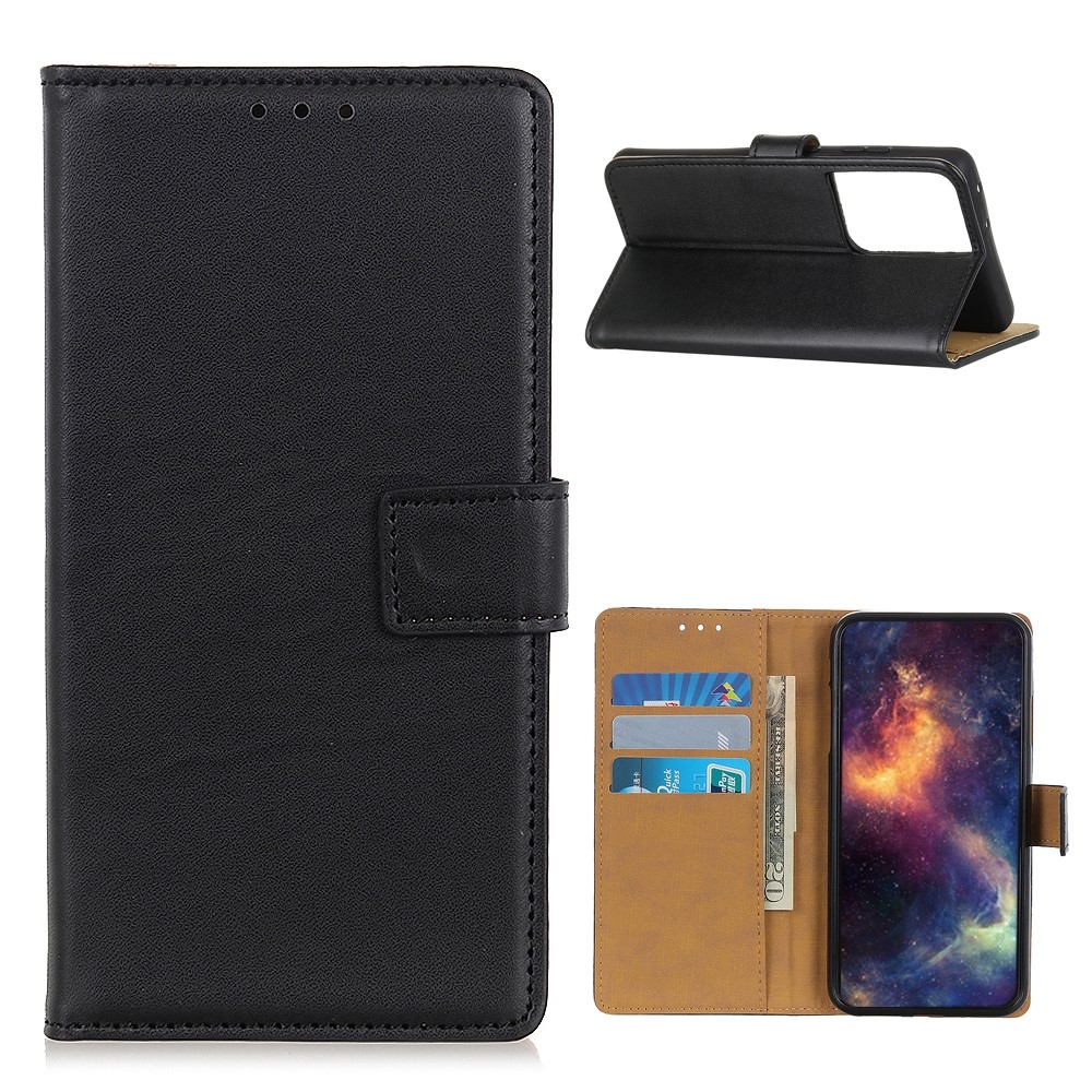 Samsung Galaxy S21 Ultra 5G Leder Tasche Flip Cover mit Kartenfächer - Schwarz