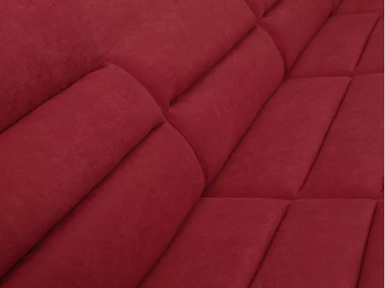 Canapé d'angle panoramique convertible en tissu et simili BOILEAU - Bicolore Rouge/Noir - Angle gauche