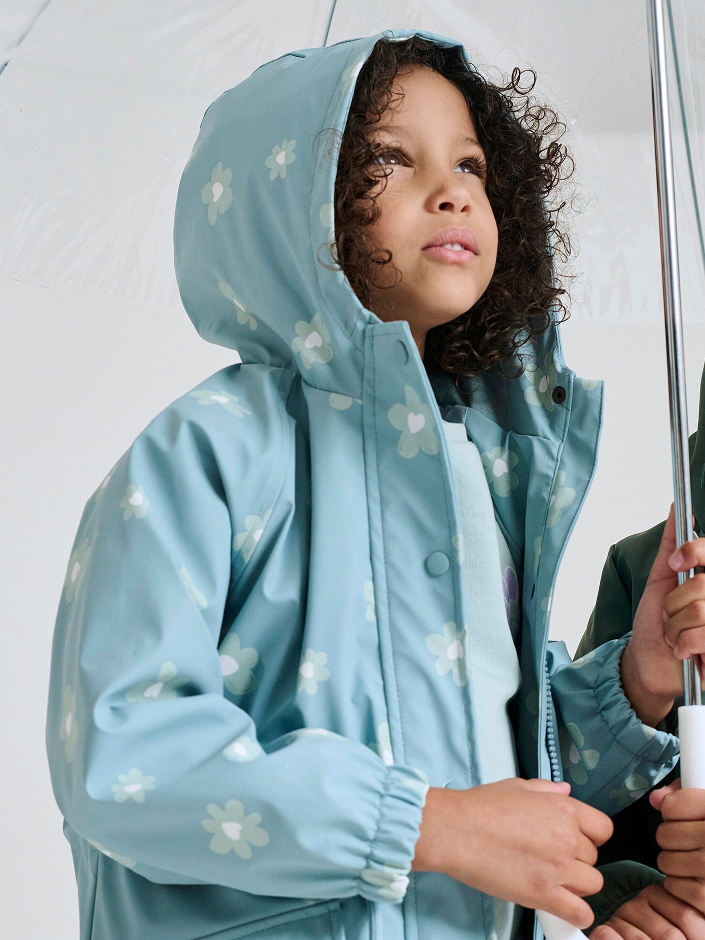Vertbaudet Mädchen Regenjacke mit Zauber-Trick himmelblau
