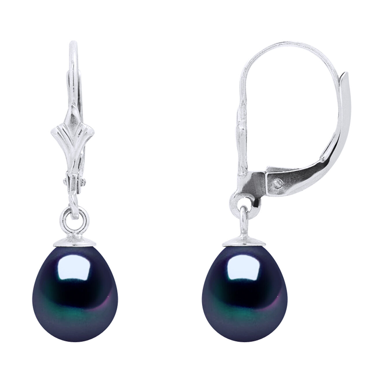 Pearl Addict Boucles d'oreilles Or Blanc & Perles d'Eau Douce noires