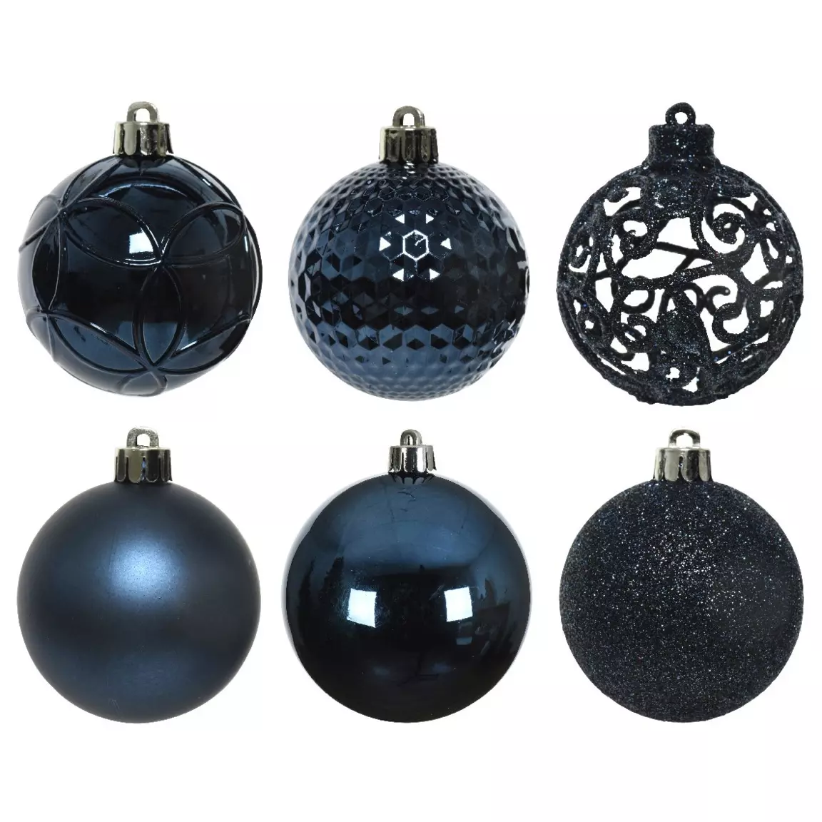 Lot de 37 boules de Noël (D60 mm) Alpine Mix Bleu nuit