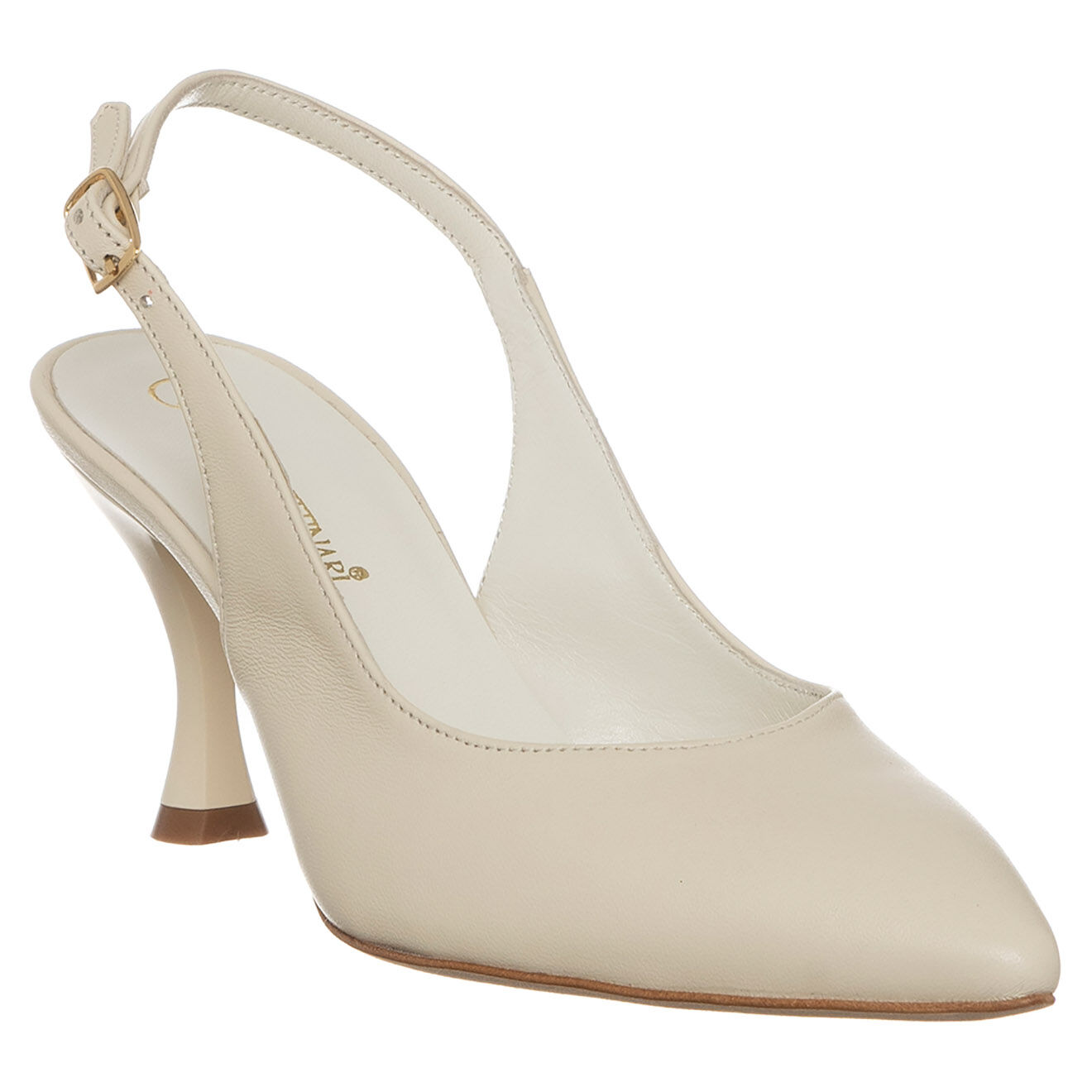 Loretta Pettinari Slingbacks en Cuir Amelia beiges - Talon 7 cm
