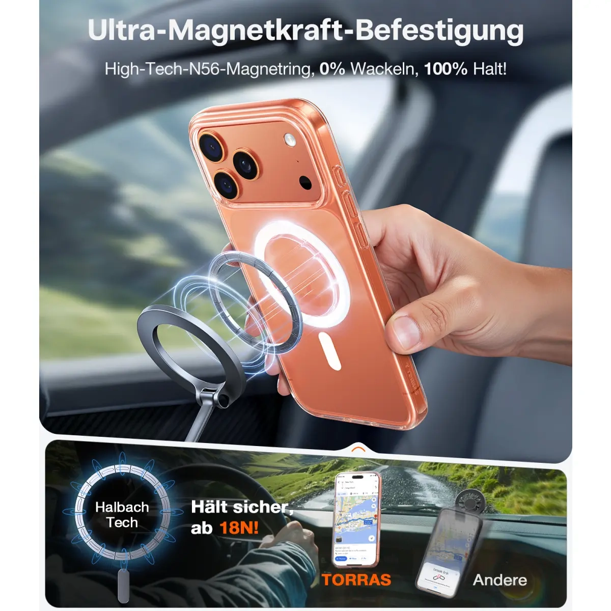 iPhone Air Guardian Magnetic Series Hybrid Hardcase Hülle mit TPU Bumper - Transparent