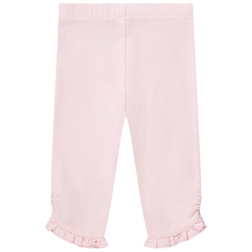 Corsaire uni en jersey avec détails volantés pour bébé fille - Rose