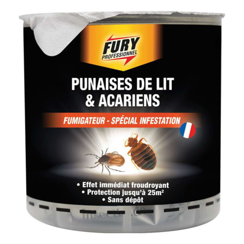 Diffuseur insecticide hydro-réactif Fury Punaises de lit & Acariens fumigateur 25m²
