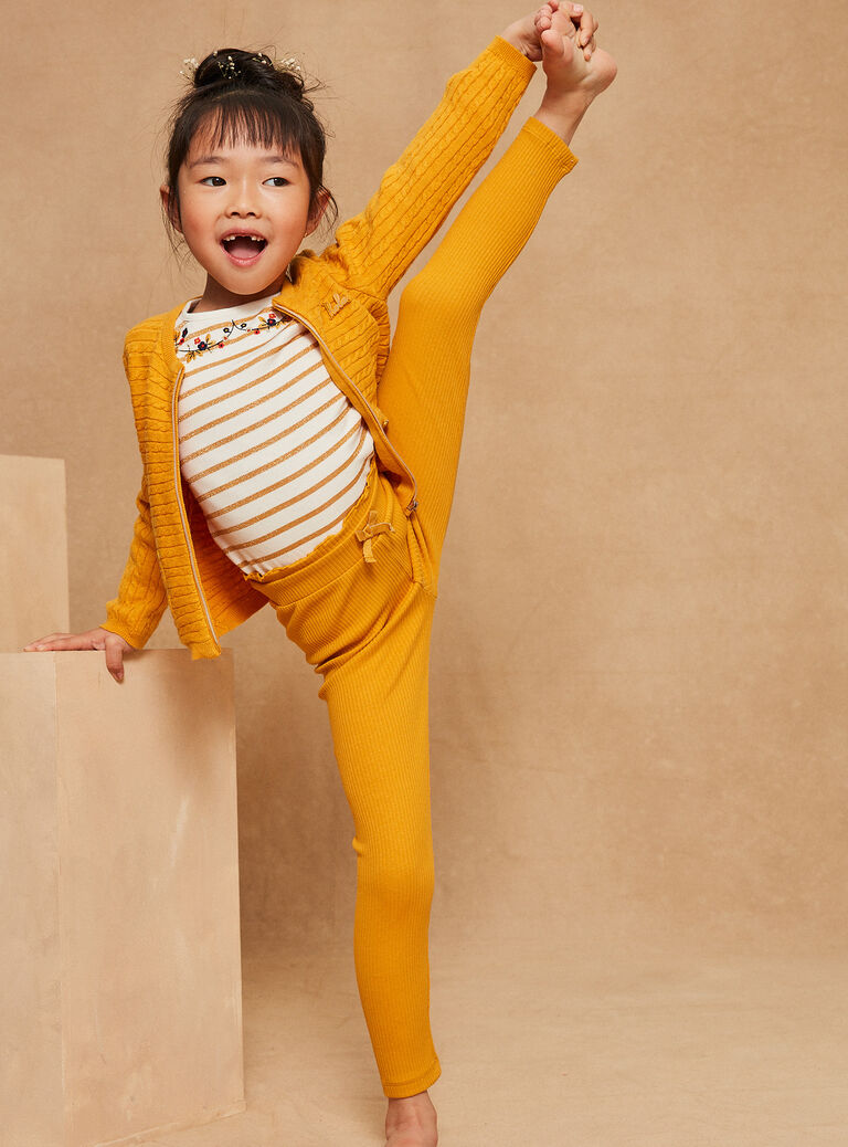2 leggings jaune et bleu marine