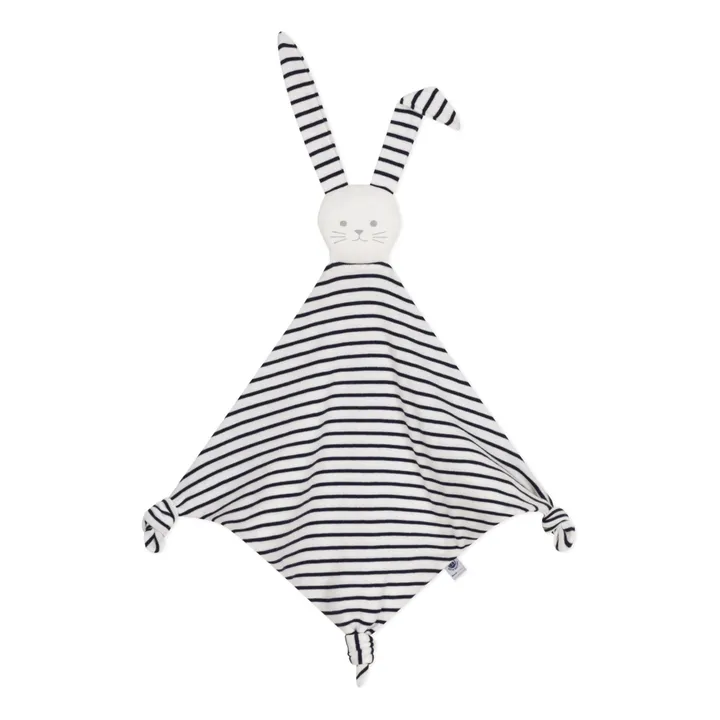 Petit Bateau Doudou Mabien Lapin Rayé | Bleu marine