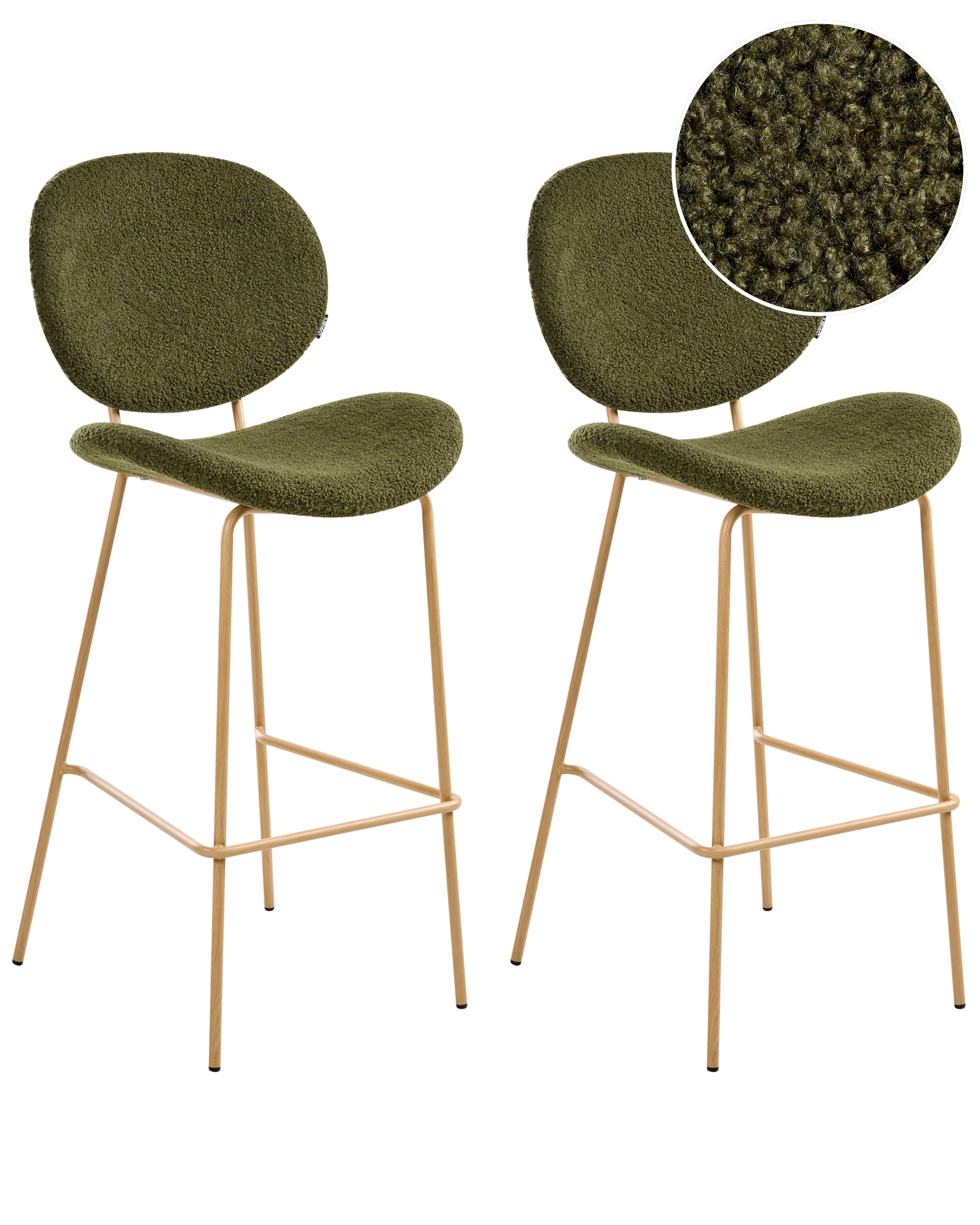 Set van 2 barstoelen LUANA Bouclé Donkergroen