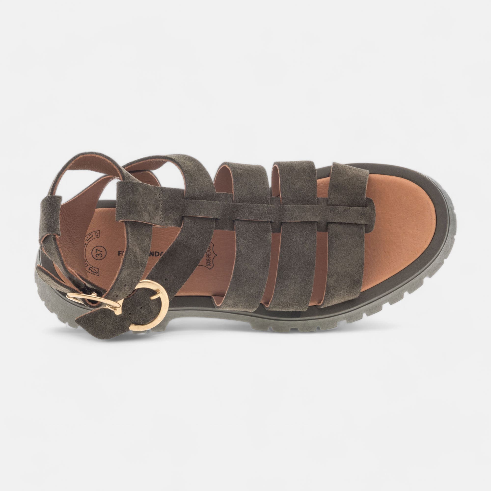 Sandales Femme en cuir kaki