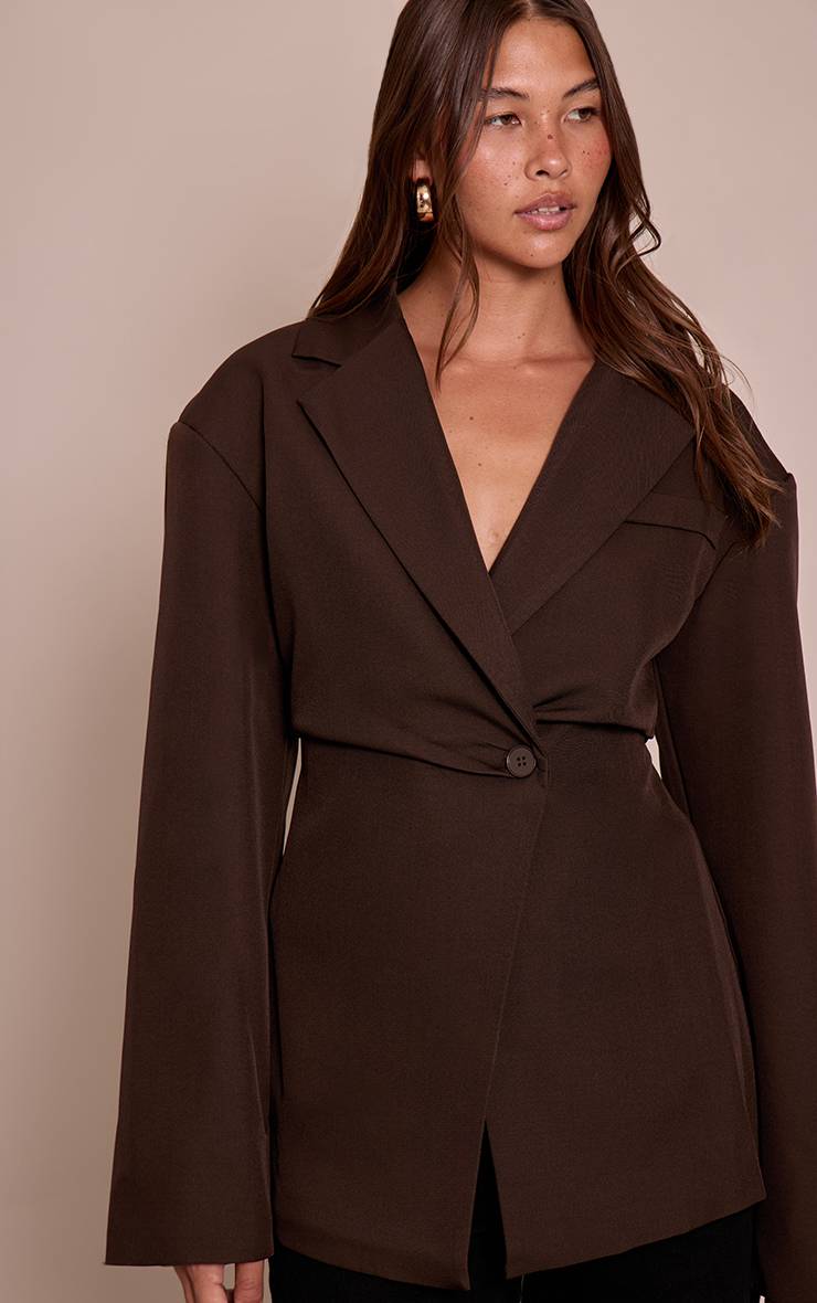 Chocolat Blazer Cintré À Taille Ajustée