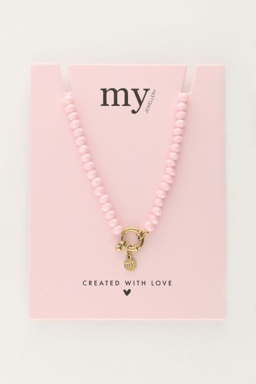 Licht roze kralenketting met slotje