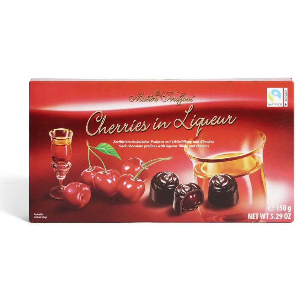 Chocolats noir fourrés de liqueur et cerises 150Gr